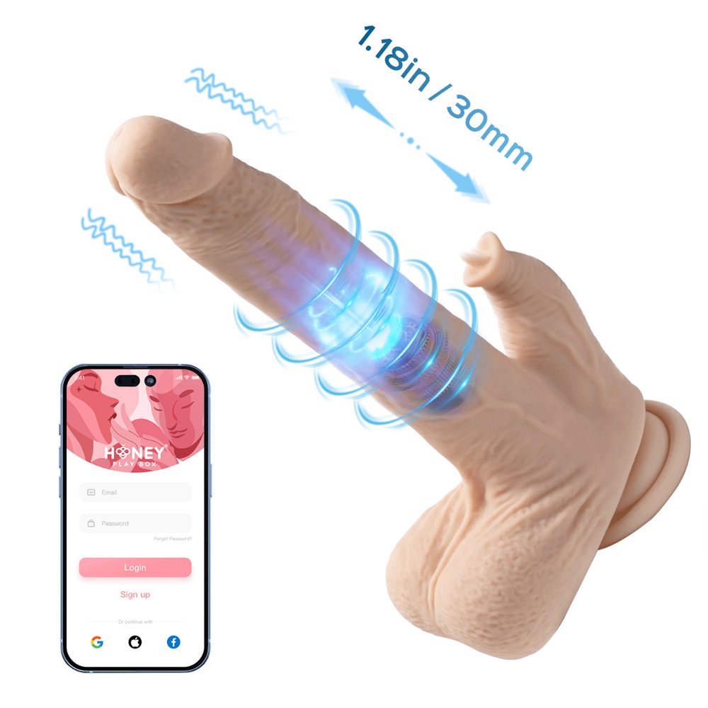 Honey Play Box – Colter – Realistic Thrusting Dildo with Vibrating Licker 8.5" (App Controlled) - Image 4