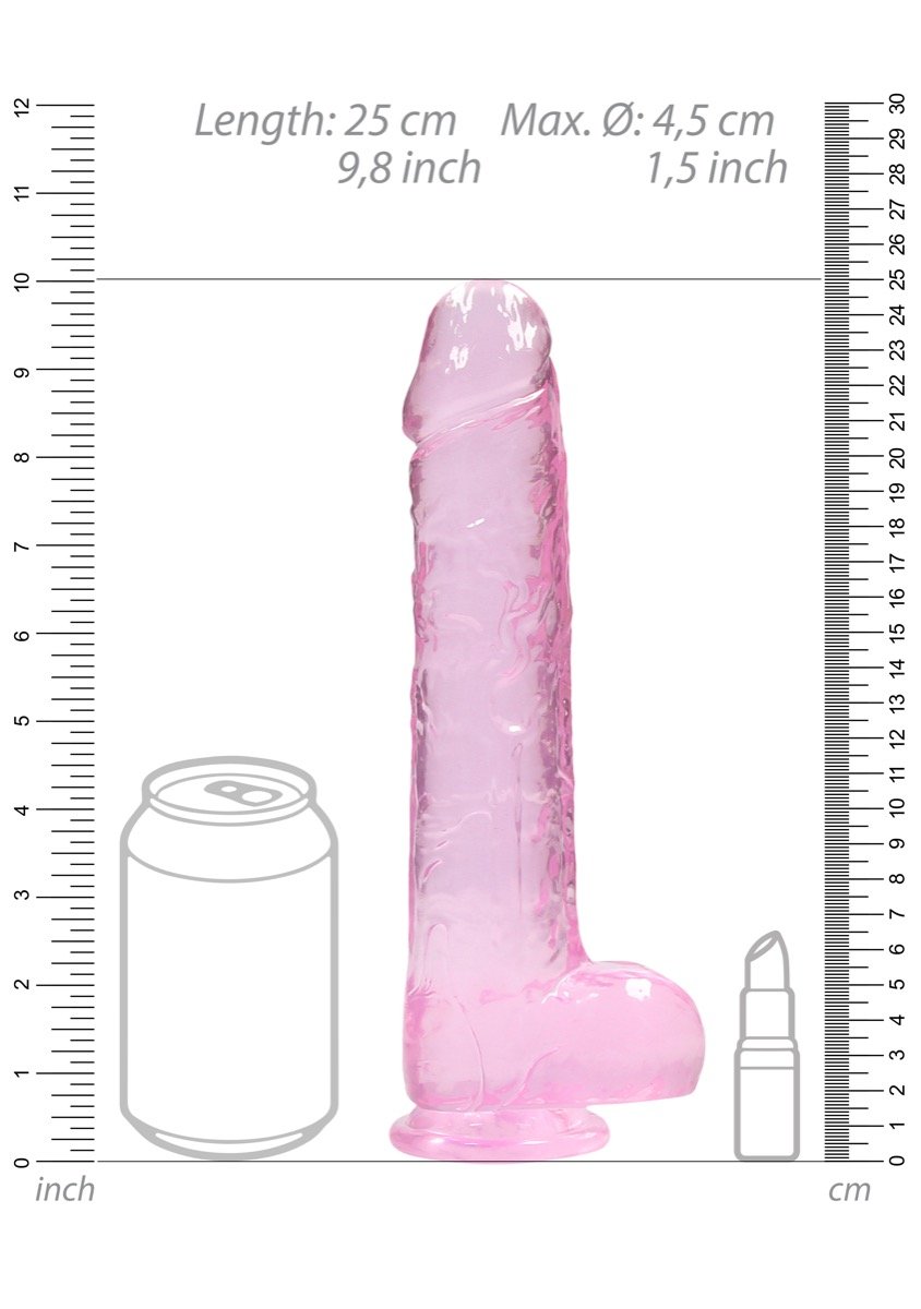 Real Rock Crystal Clear 9" Realistic Dildo With Balls (Pink) - Image 4