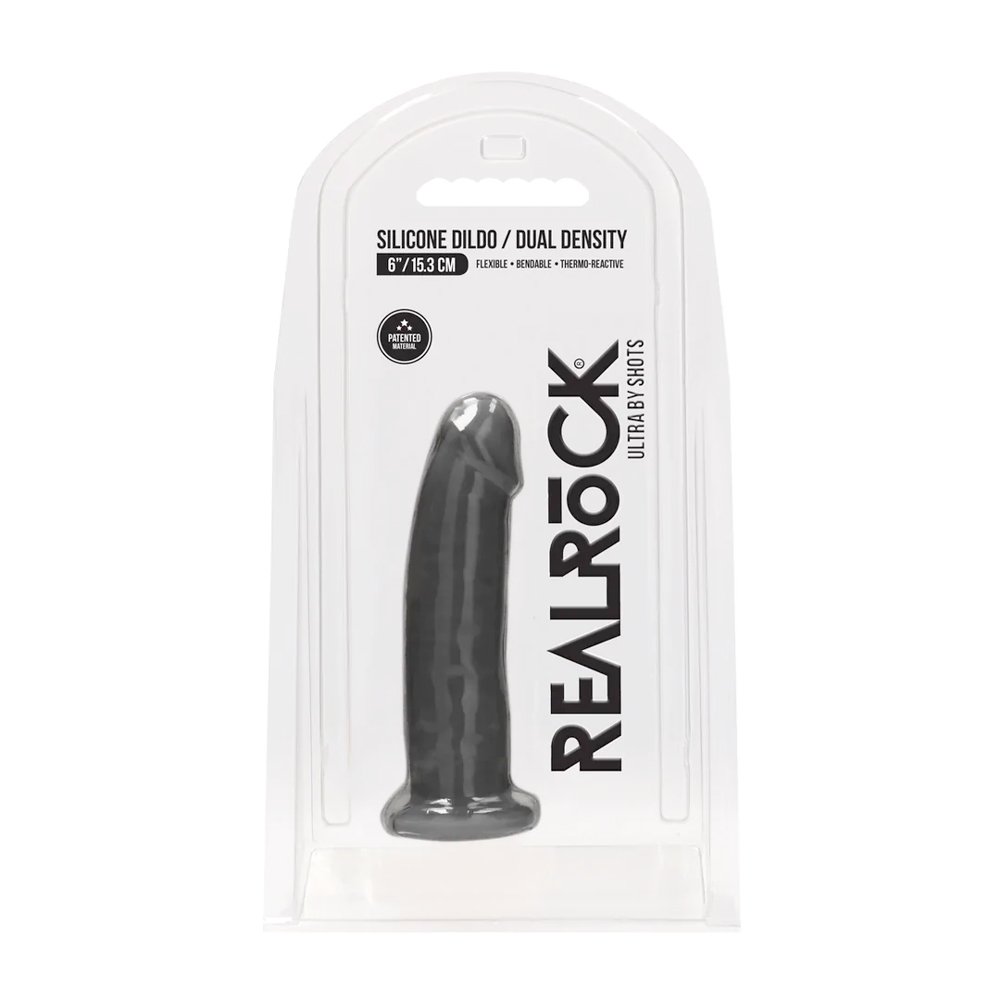 Real Rock Silicone Dildo Without Balls 6" (Black) - Image 4