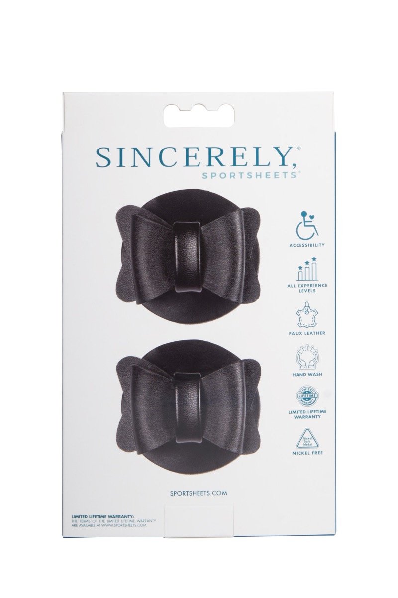 Sportsheets Sincerely Bow Tie Faux Leather Nipple Pasties - Image 3