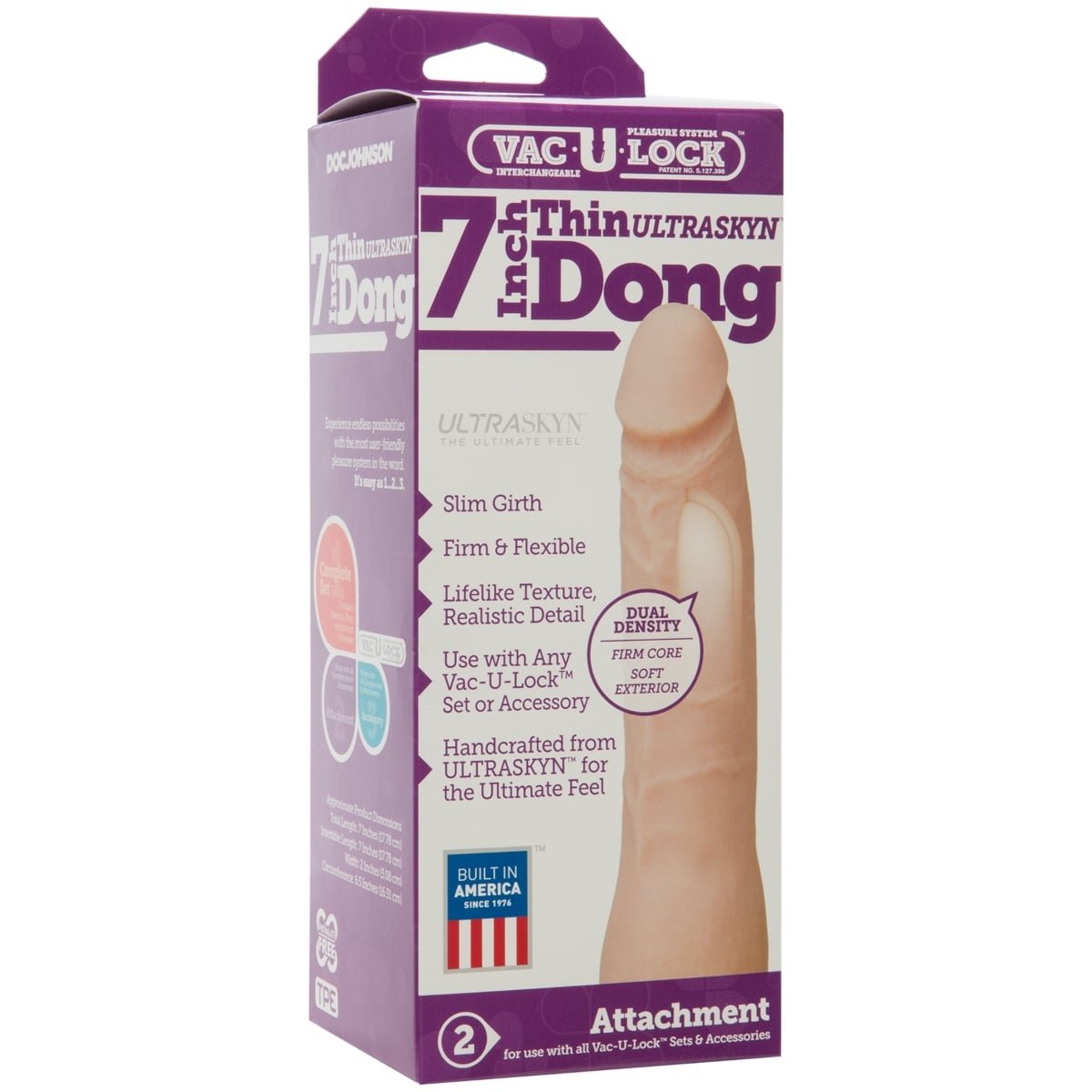 Doc Johnson Thin Dong Vac U Lock Vanilla 7in - Image 2
