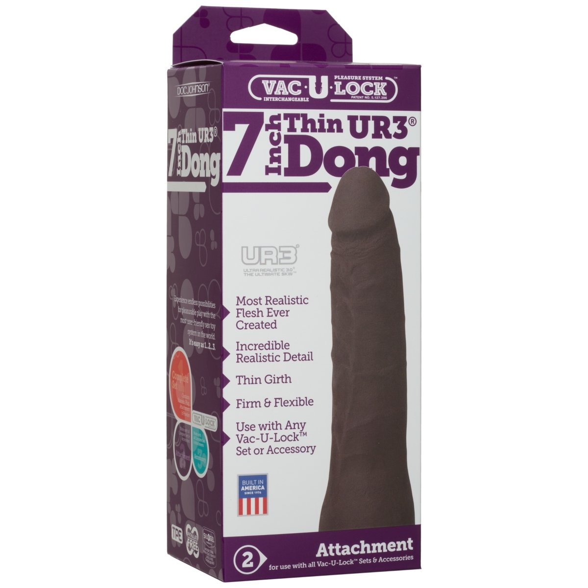 Doc Johnson Thin Dong Vac U Lock Black 7in - Image 2