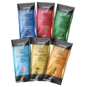 GoodHead Oral Delight Gel 6 Pack Blue Raspberry Cherry Chocolate Mint Cotton Candy French Vanilla Pineapple Oral Lubricant