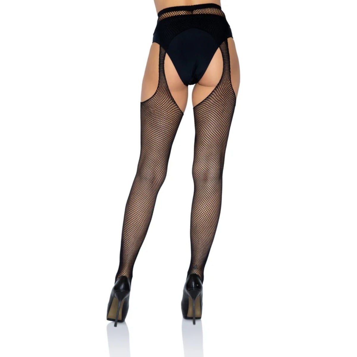 Fishnet Suspender Pantyhose Black OS - Image 2