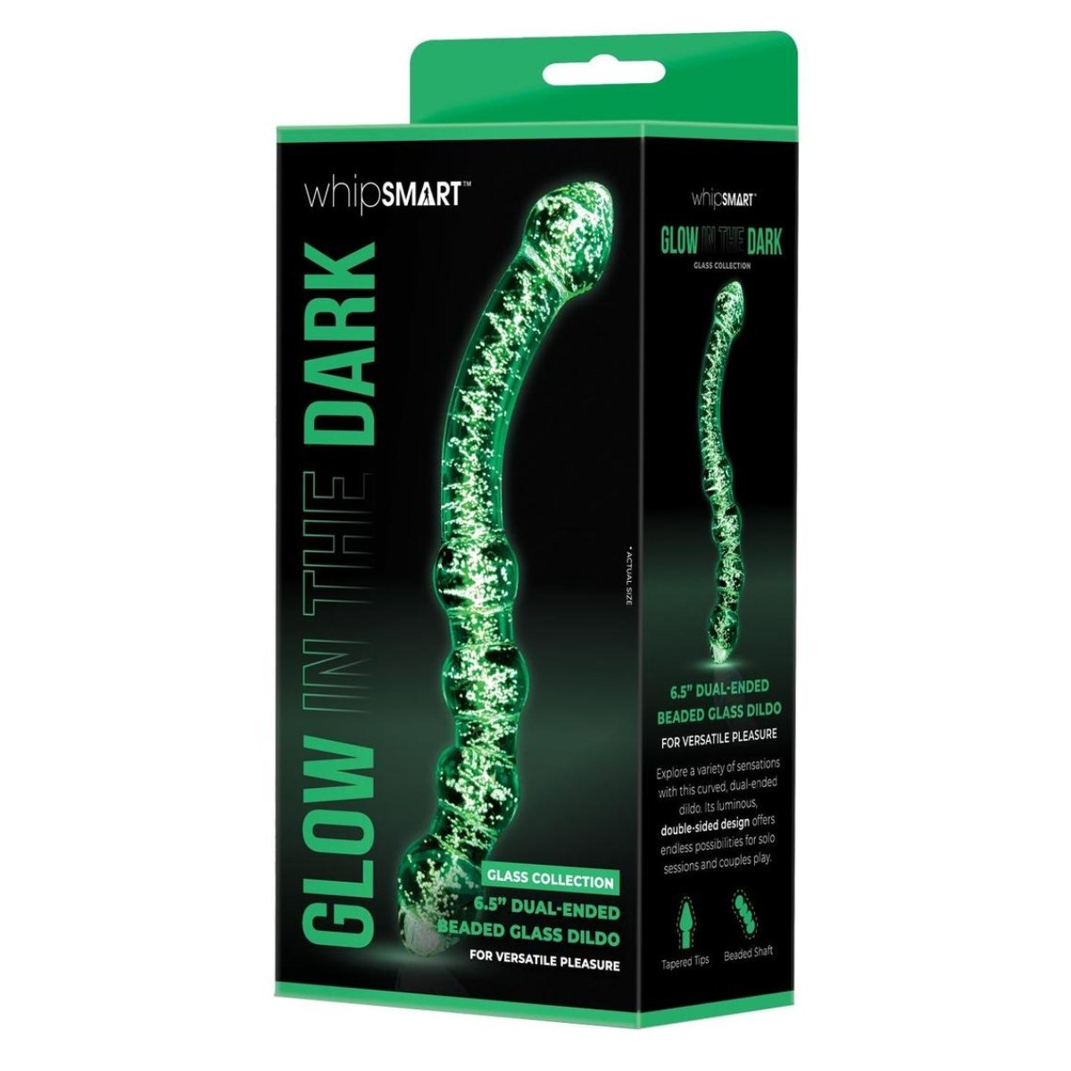 Whipsmart Glow In The Dark Sensual Glass Beaded Textured Dildo - Image 2