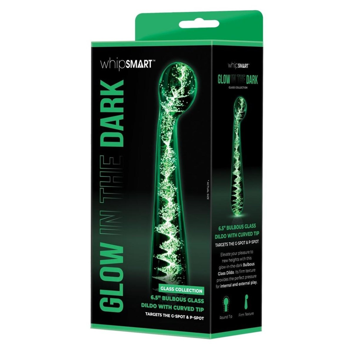 Whipsmart Glow In The Dark G Spot Glass Dildo - Image 2