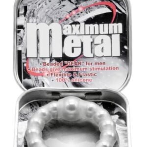 Nanma Maximum Metal 100% Silicone Beaded Cock Ring Silver