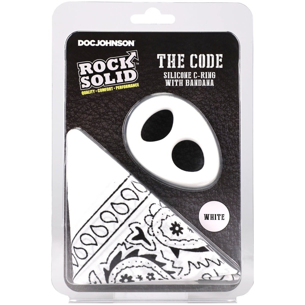 ROCK SOLID- The Code - Silicone C-RING with Bandana White Black - Image 2