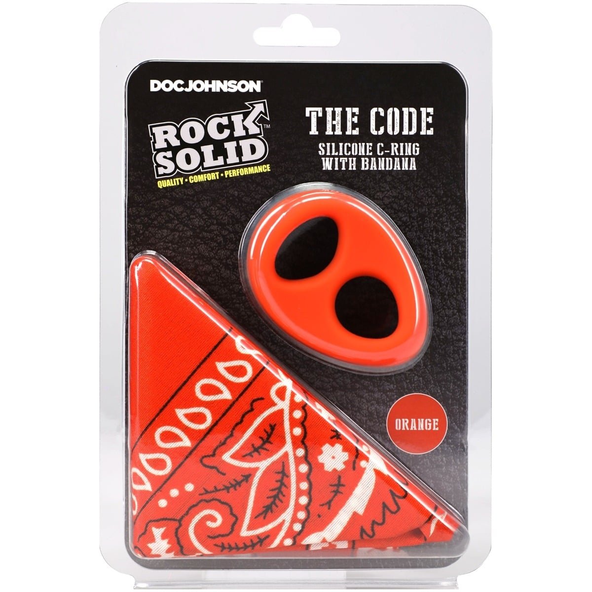 ROCK SOLID- The Code - Silicone C-RING with Bandana Orange Black - Image 2