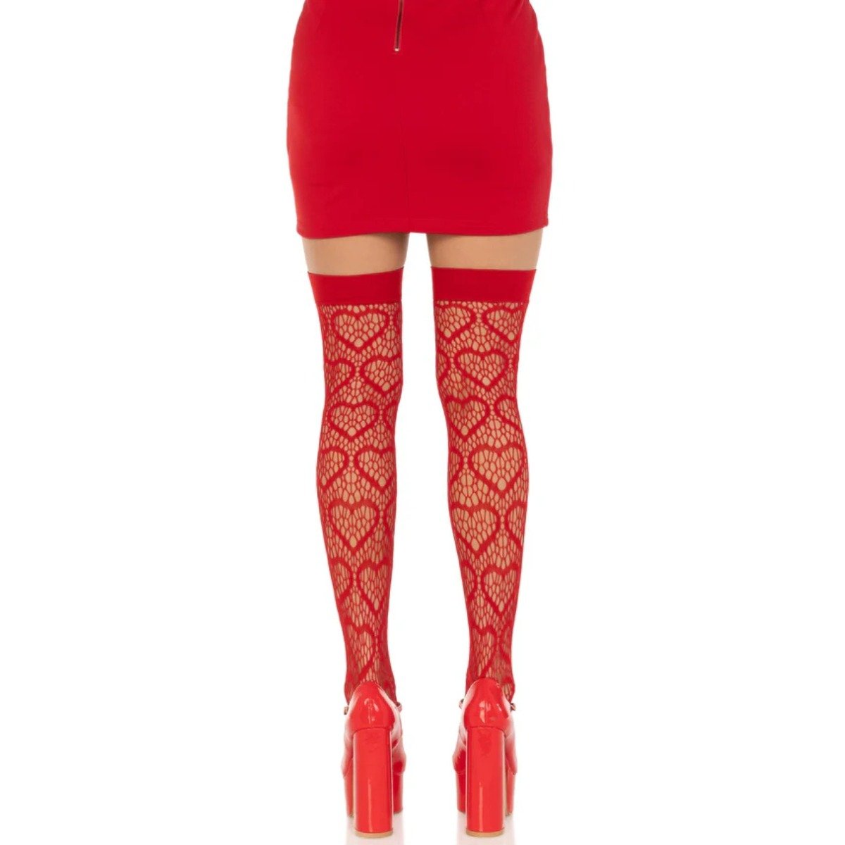 Heart Net Thigh Highs Red OS - Image 2