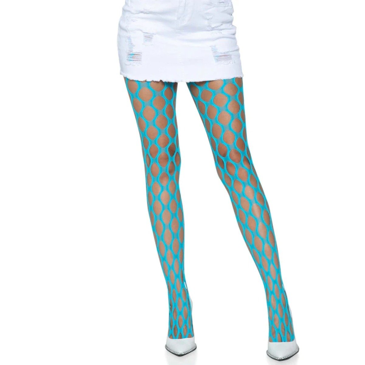 Jumbo Pothole Net Pantyhose Blue OS
