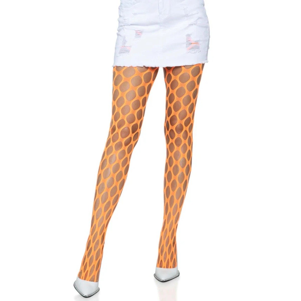 Jumbo Pothole Net Pantyhose Orange OS