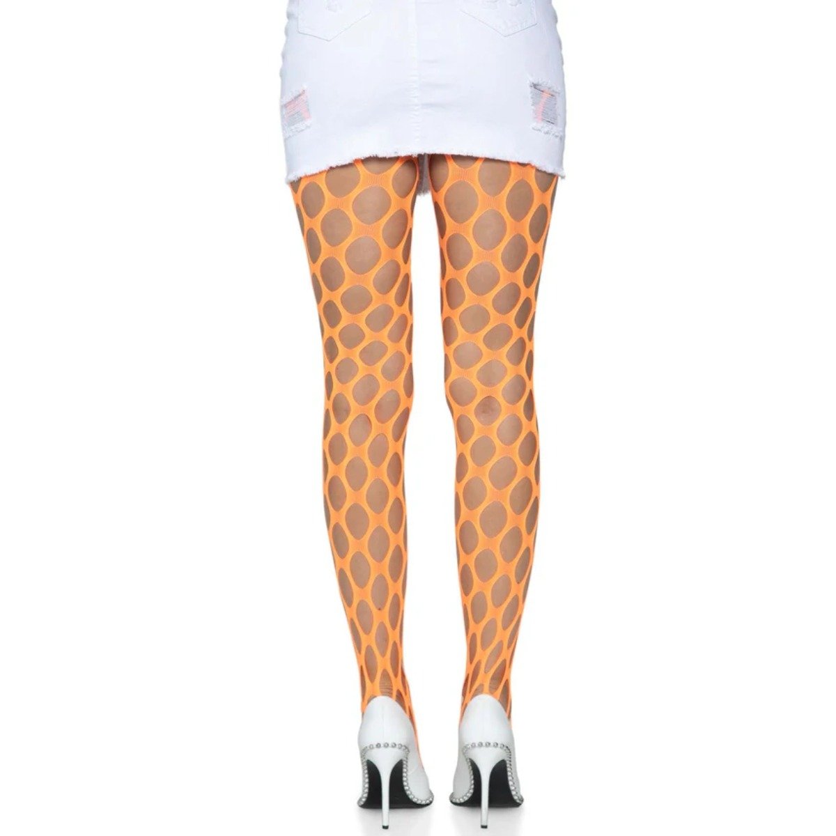 Jumbo Pothole Net Pantyhose Orange OS - Image 2