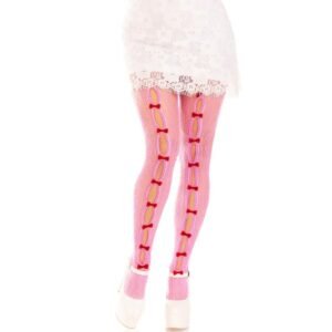 Sweetheart Striped Net Pantyhose Pink OS
