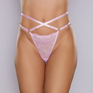 Allure Cherished Panty Lace & Mesh Thong One Size Pink