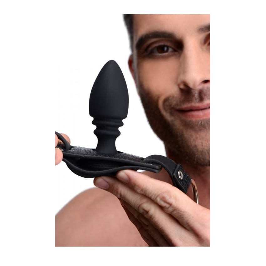Strict Male Cock Ring Harness With Silicone Anal Plug - Image 4