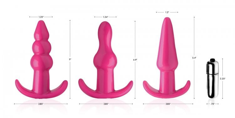 Frisky Thrill Trio Anal Plug Set Pink - Image 3