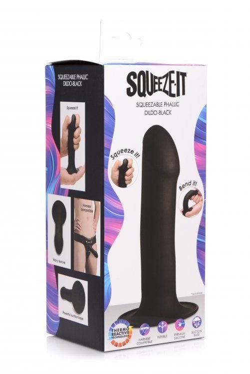Squeezable Phallic Dildo - Black - Image 2