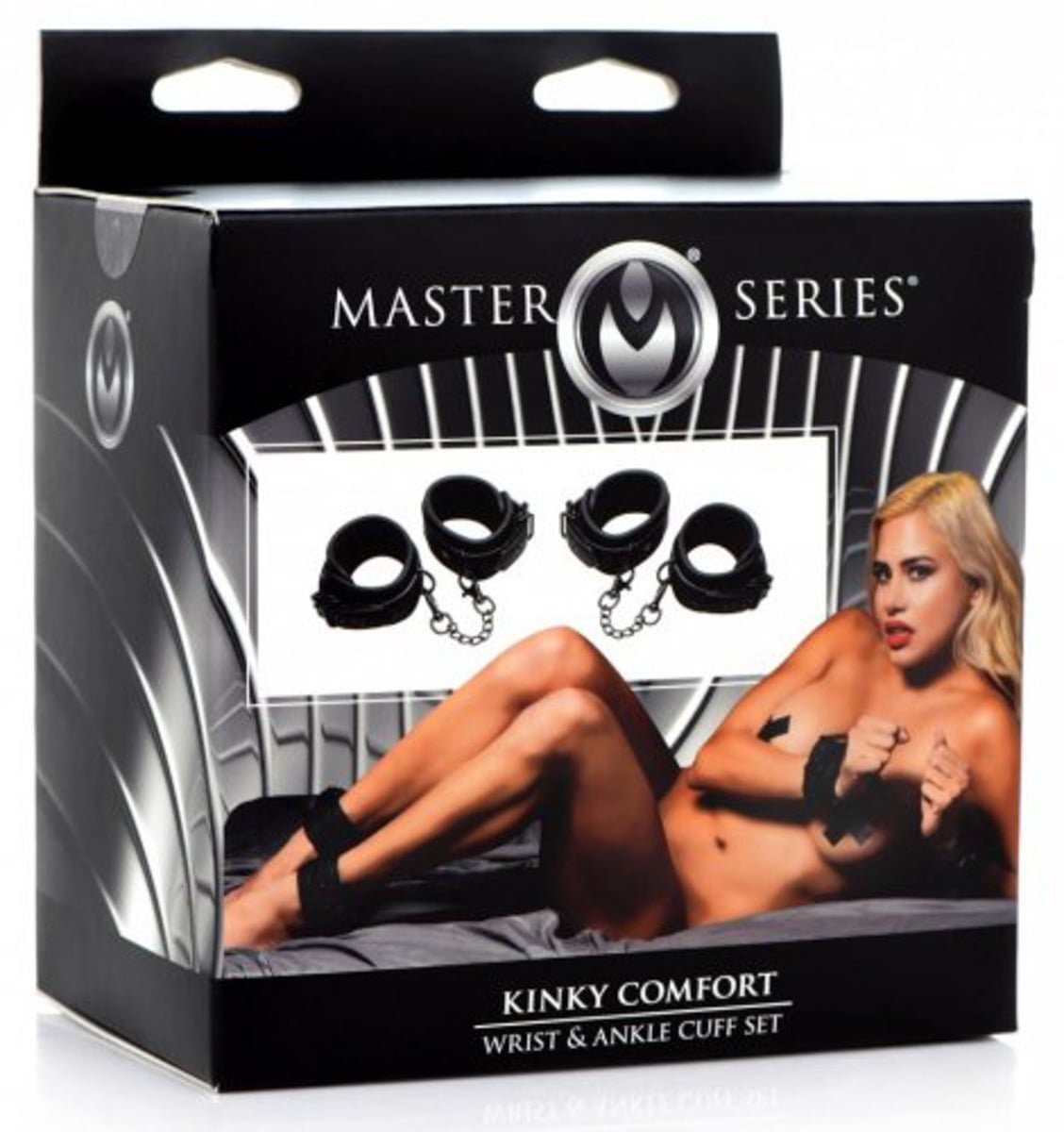 Master Series Kinky Comfort Wrist & Ankle Cuff Set Black - Image 2