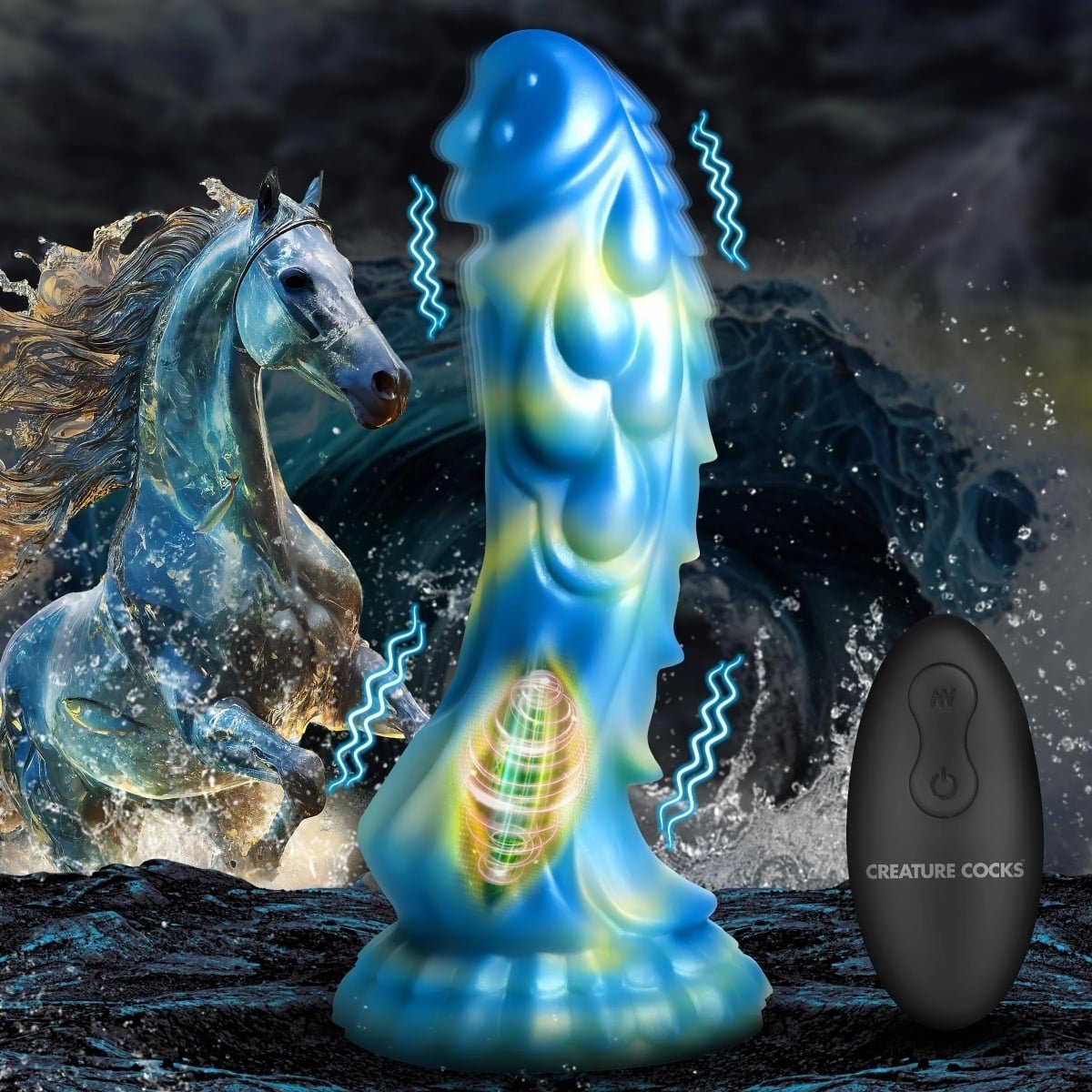 Sea Stallion Vibrating Silicone Dildo with Remote - Image 10