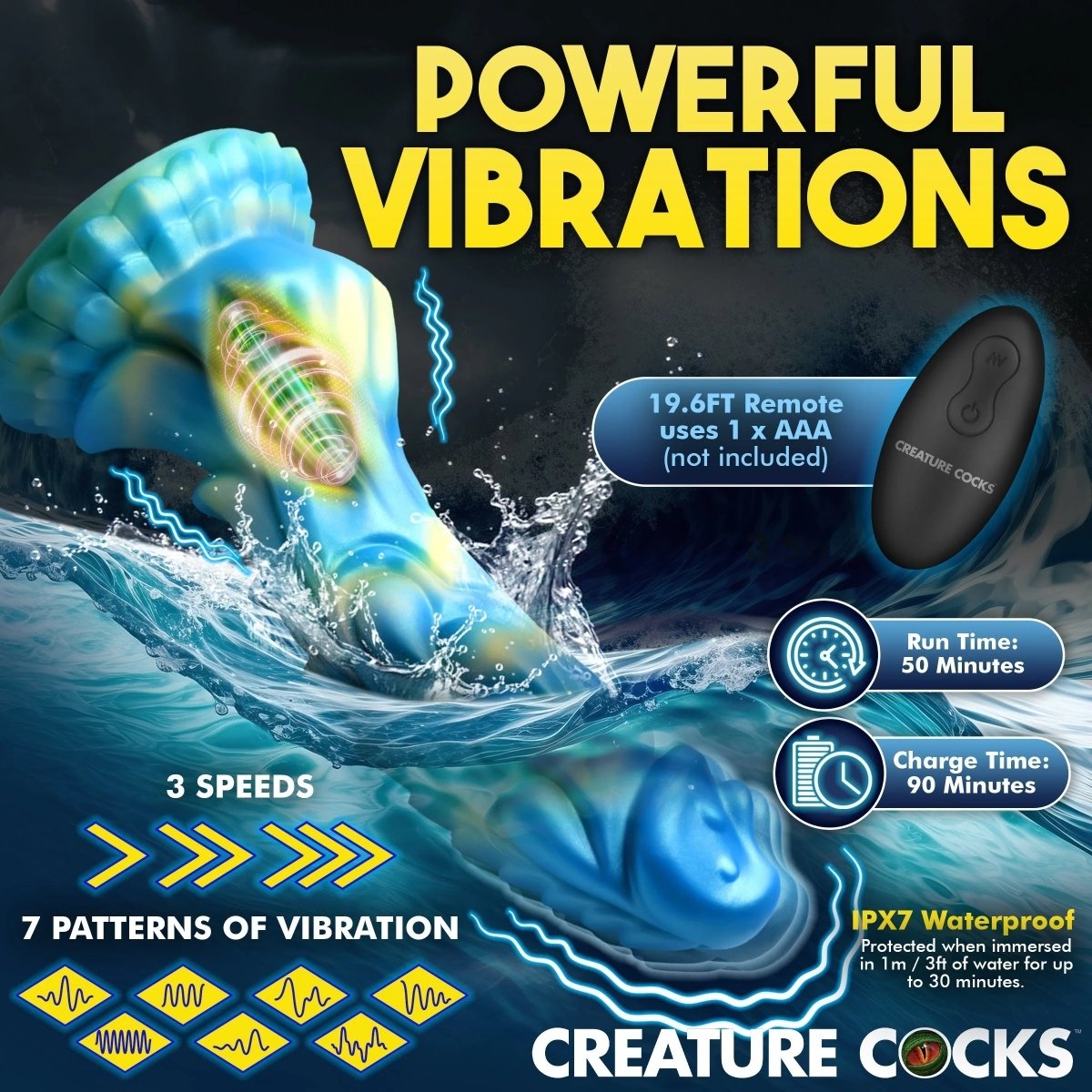 Sea Stallion Vibrating Silicone Dildo with Remote - Image 3