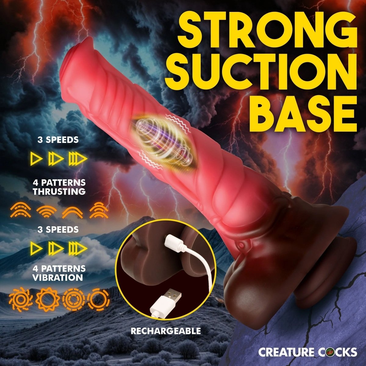 Deluxe Centaur Thrusting & Vibrating Silicone Dildo - Image 6