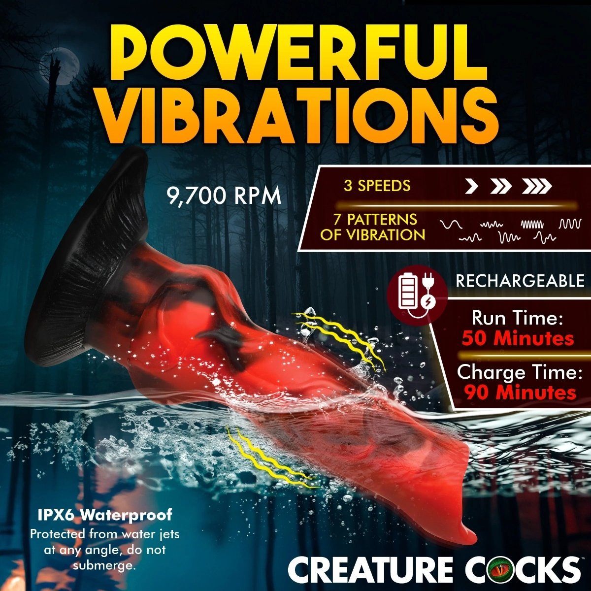 Vibra Beast Vibrating Silicone Dildo - Image 6