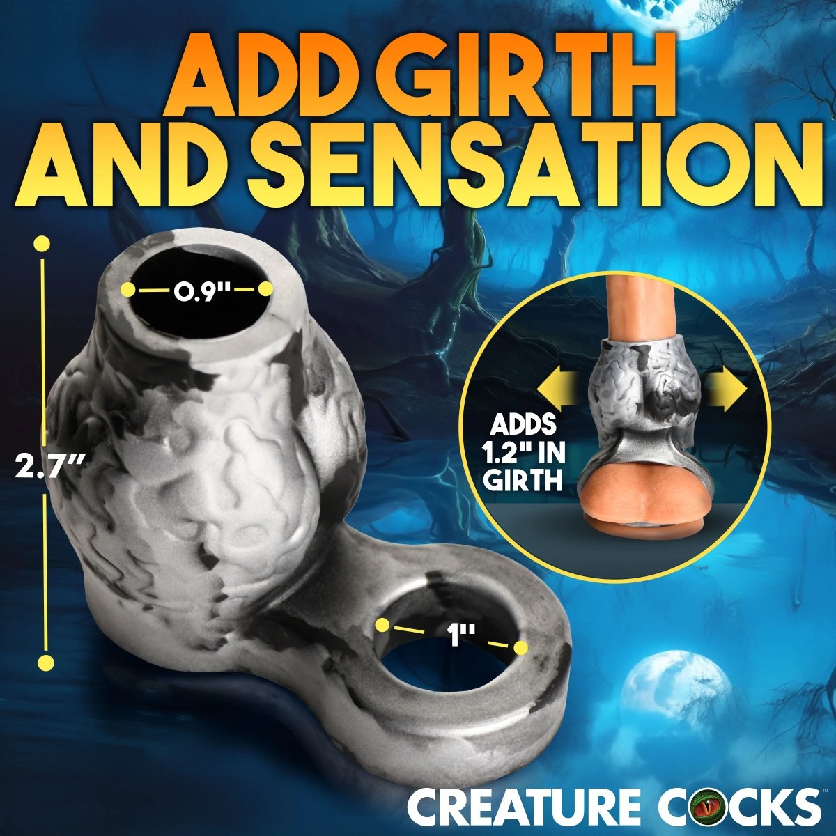 Creature Cocks Night Prowler Silicone Girth Enhancer with Ball Strap Medium - Image 5