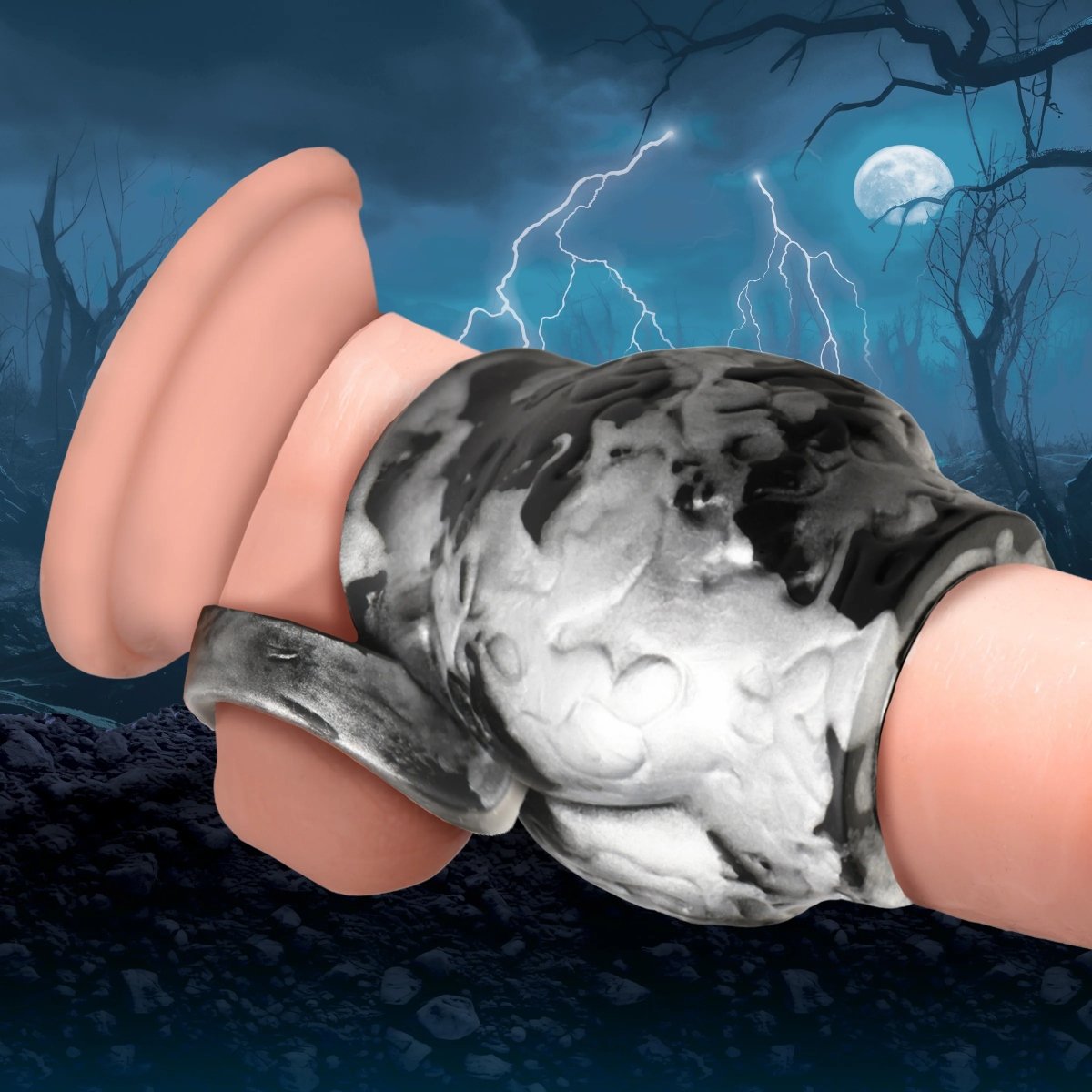 Creature Cocks Night Prowler Silicone Girth Enhancer with Ball Strap Medium - Image 7