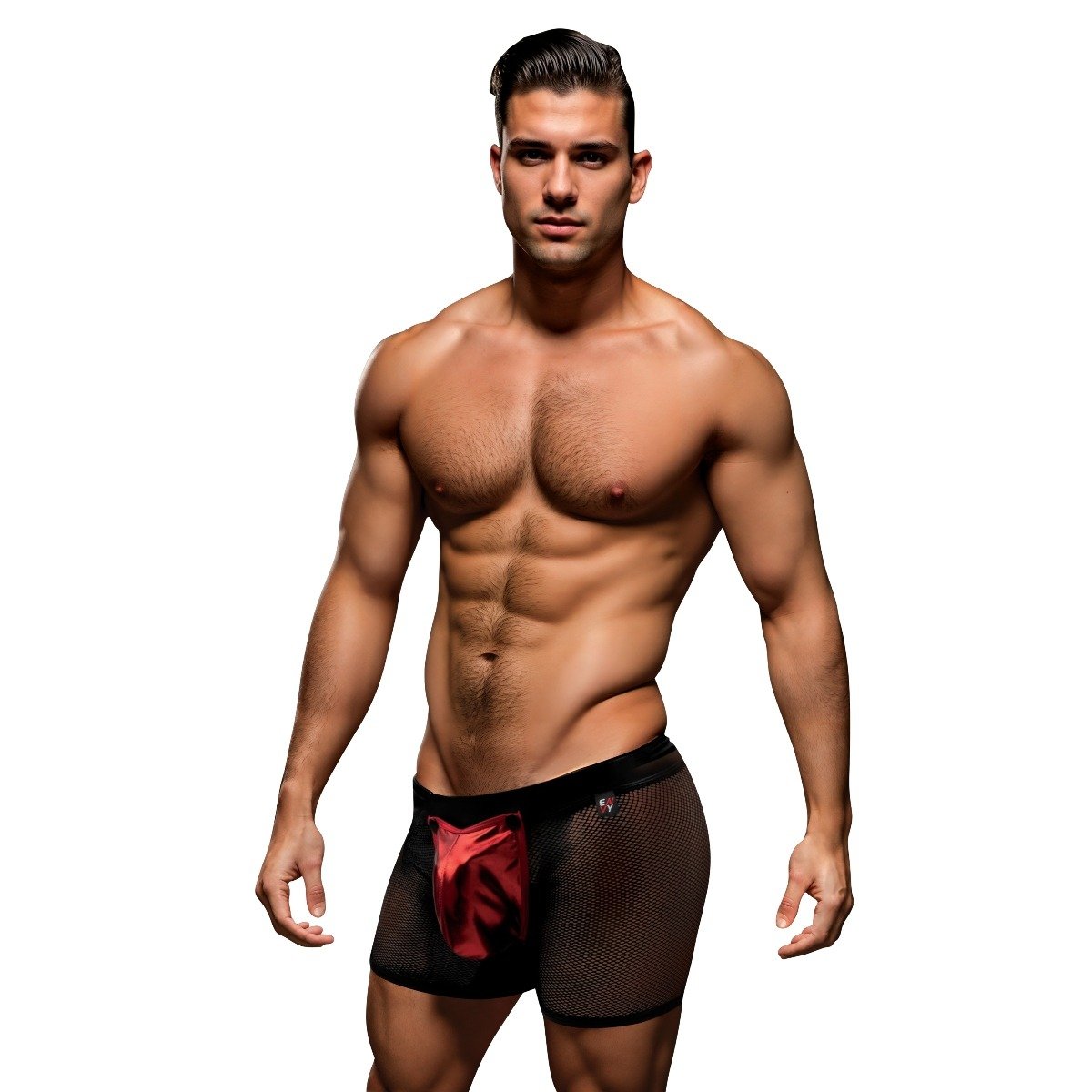 Envy Snap Down Mesh Boxer Brief Black Red SM