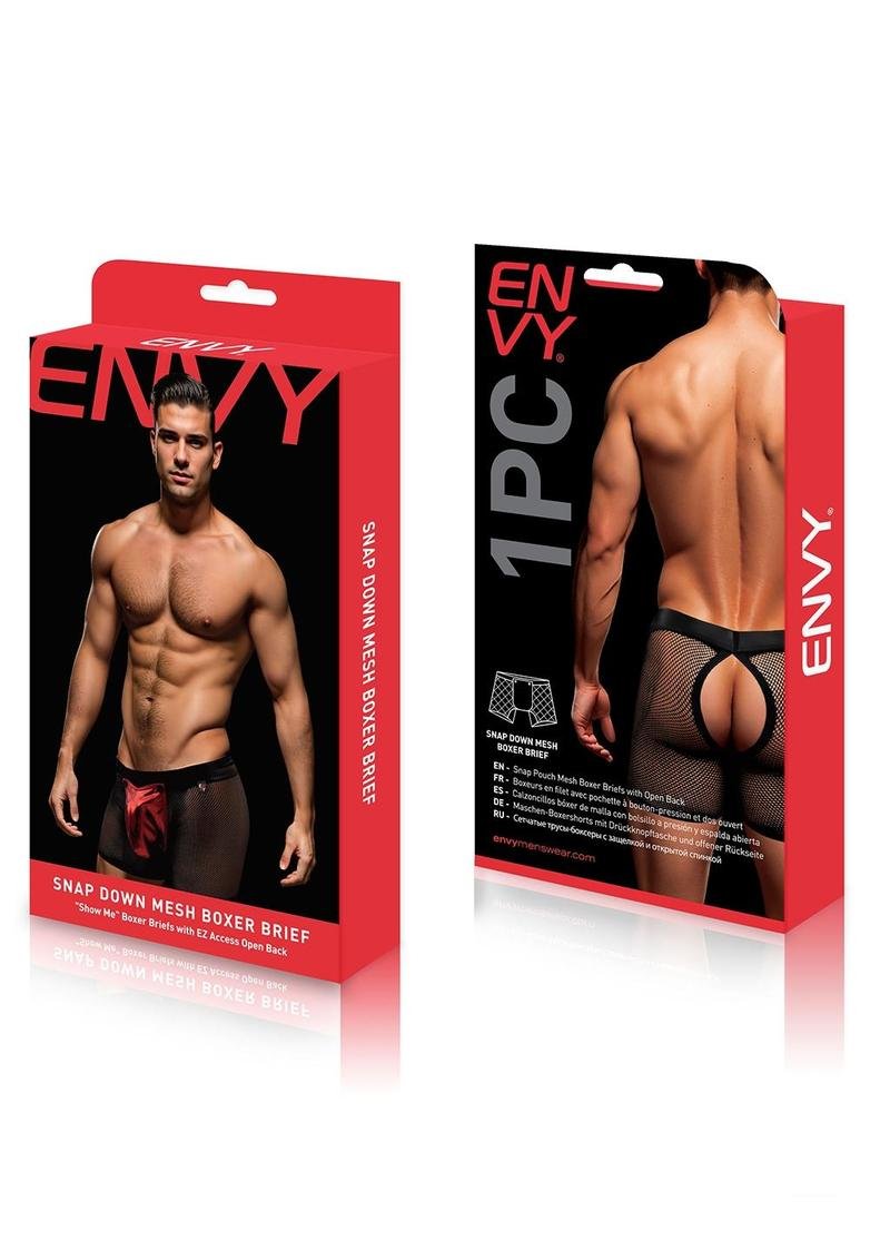 Envy Snap Down Mesh Boxer Brief Black Red ML - Image 3