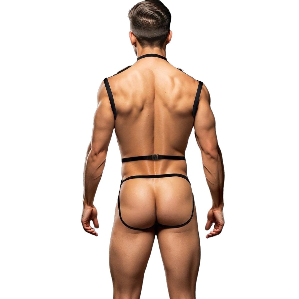 Envy 3 Piece Wet Look Chest Harness Black ML - Image 3