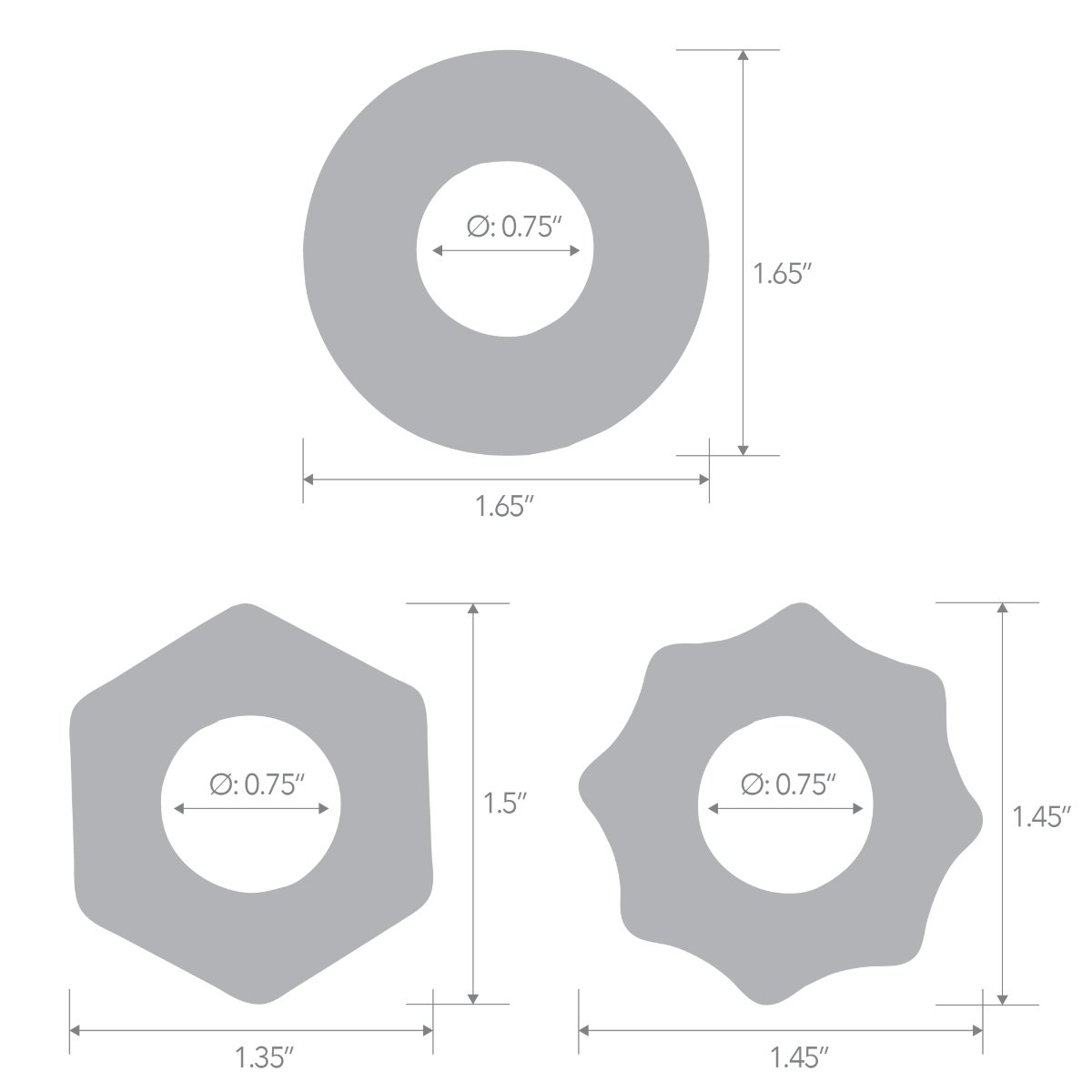 Blue Line 3 Pack Nuts & Bolts Stretch Cock Ring Set - Image 5