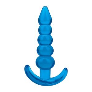 Blue Line Medium Beaded Anal Butt Plug Blue 4.5 Inch
