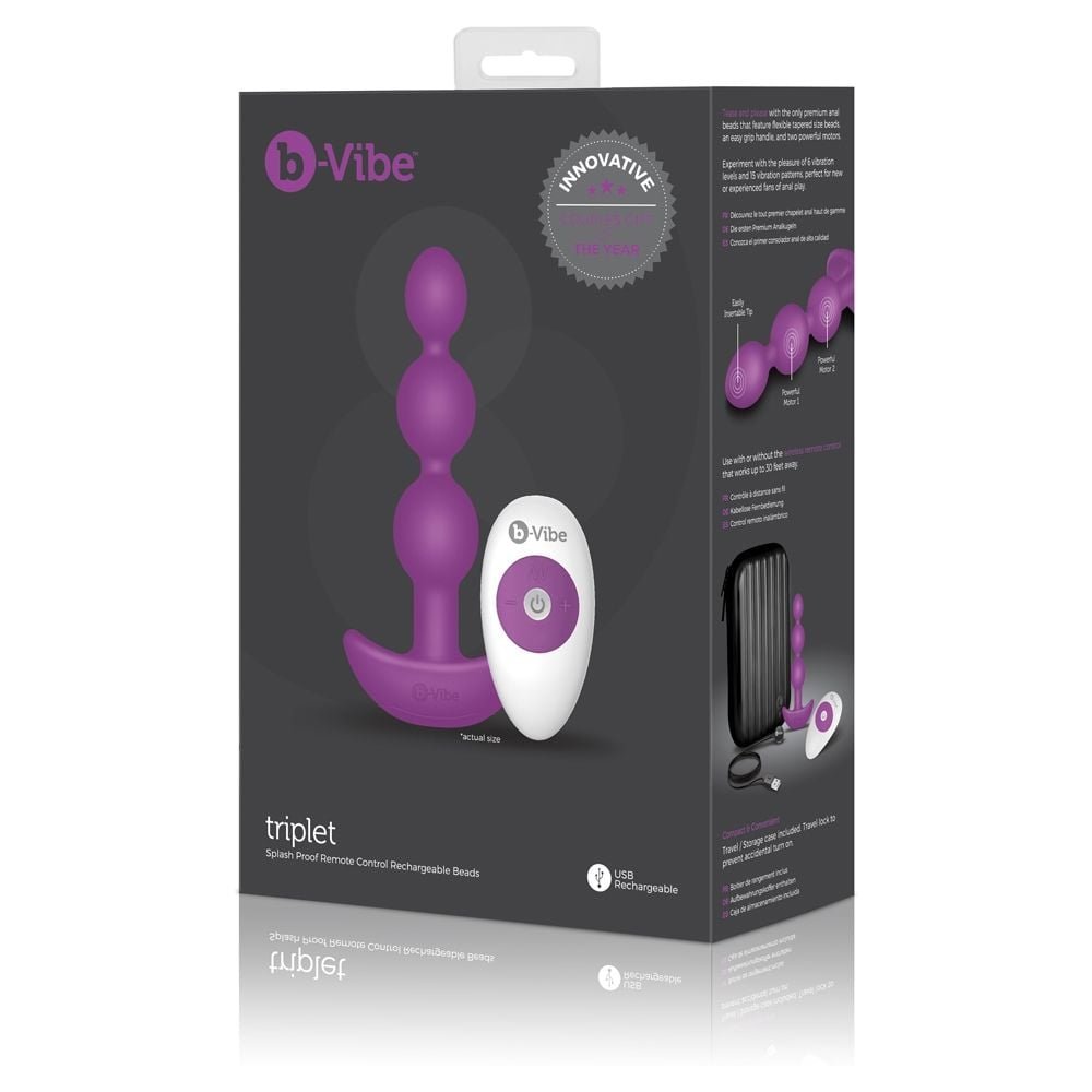 b-Vibe Triplet Anal Beads Fuchsia/Silver - Image 2