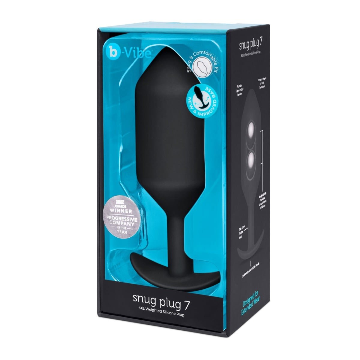 b-Vibe Snug Plug 7 Weighted Butt Plug Black - Image 2