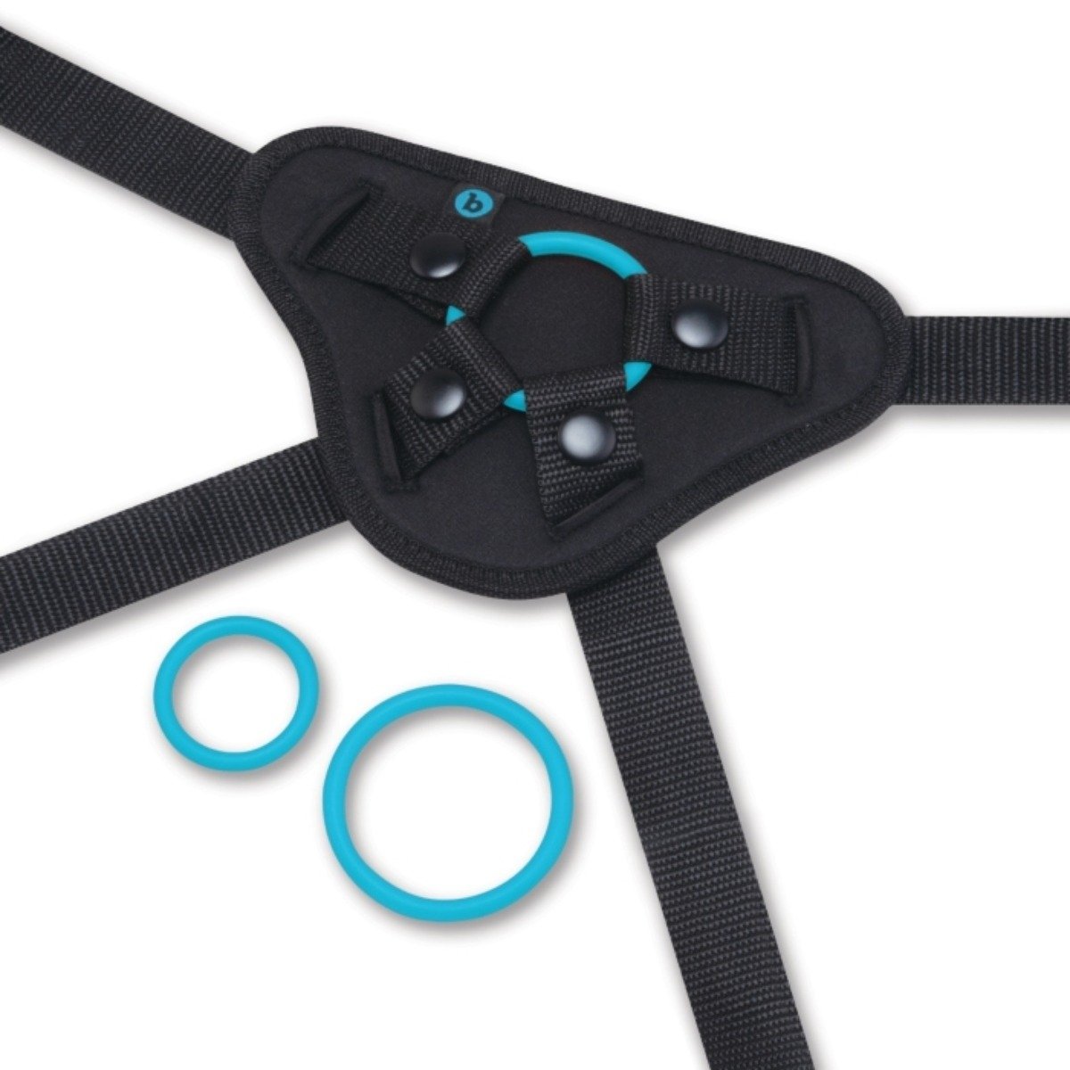 b-Vibe Every Body Strap-On Harness Set Teal Black - Image 4