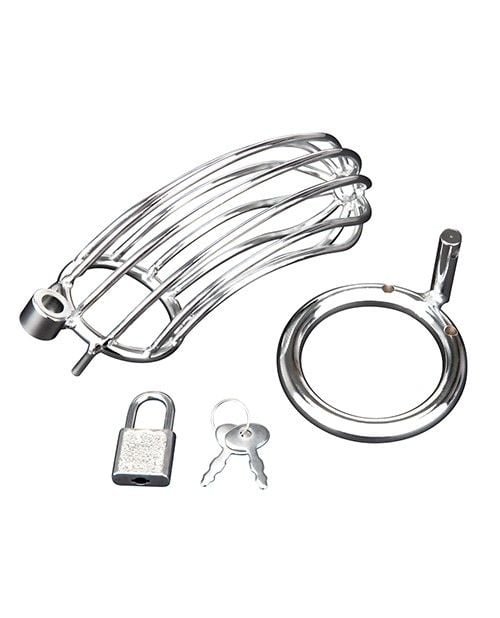 Blue Line Prisoner Cock Cage Silver - Image 4
