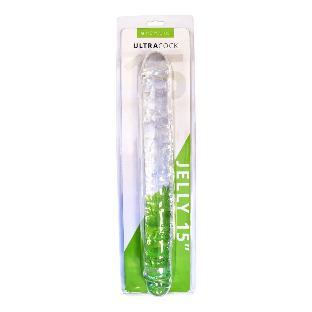 Me You Us Ultra Cock Jelly Double Ended Dildo Clear 15 Inch - Image 2