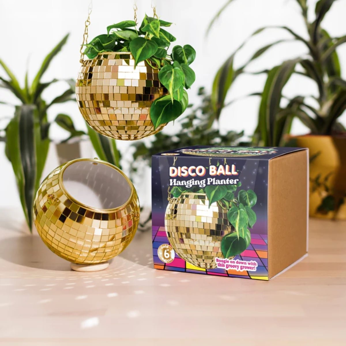 Disco Ball Hanging Planter Gold - 6in - Image 2