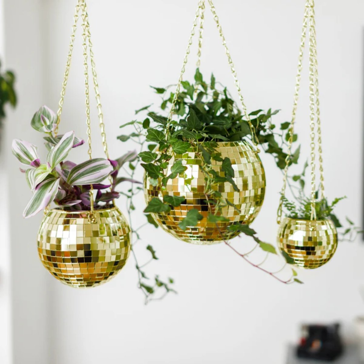 Disco Ball Hanging Planter Gold - 6in - Image 4