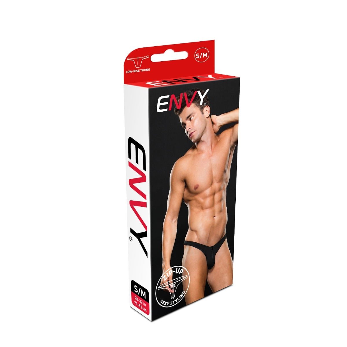 Envy Microfiber Low Rise Zip Thong Black S/M - Image 3