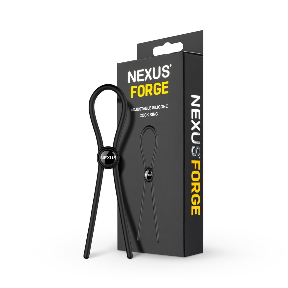 FORGE Single Adjustable Lasso Silicone Cock Ring - Black - Image 2