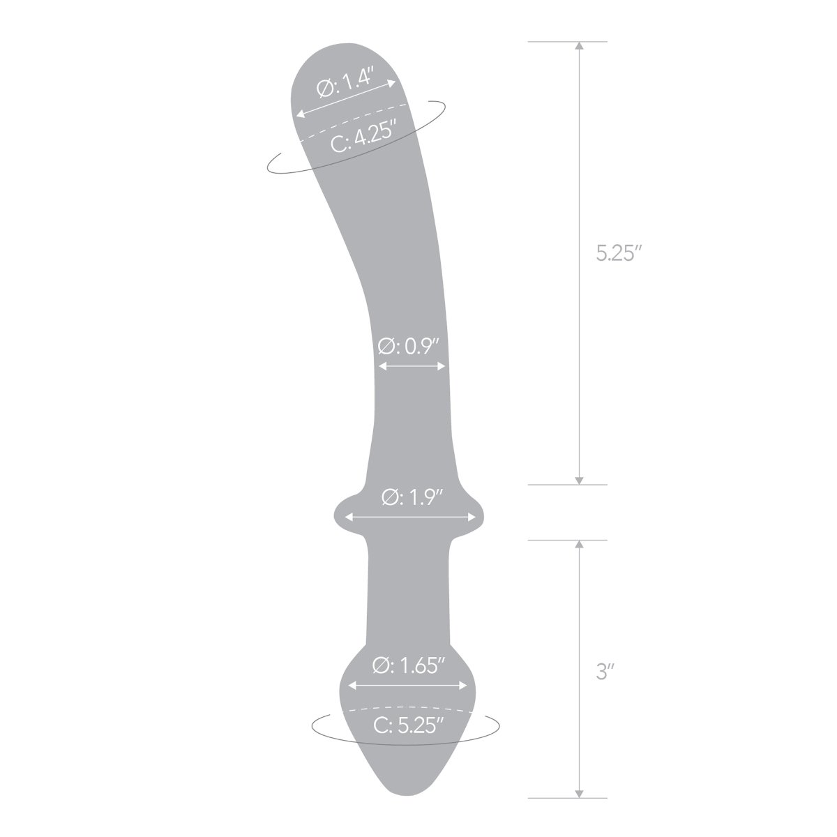 Glas 9inch Classic Curved Dual Ended Dildo - Image 7
