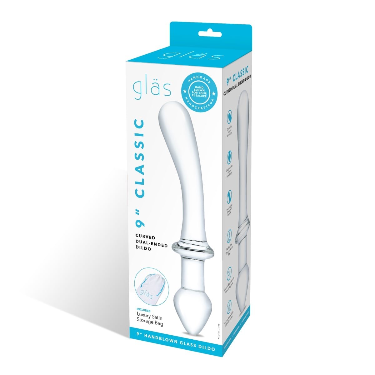 Glas 9inch Classic Curved Dual Ended Dildo - Image 2