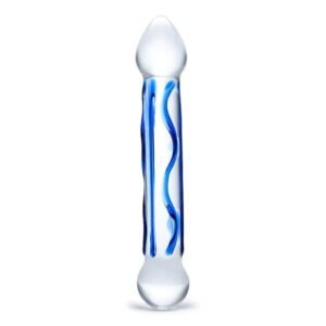 Glas 6.5inch Full Tip Textured Glass Dildo Blue
