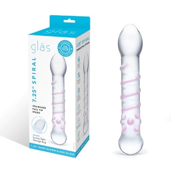 Glas 7.25inch Spiral Staircase Full Tip Dildo Clear - Image 2
