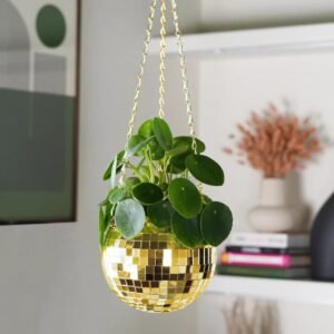 Disco Ball Hanging Planter Gold - 6in