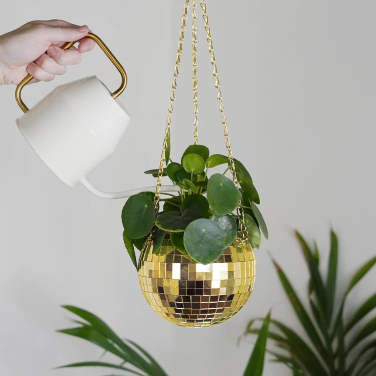 Disco Ball Hanging Planter Gold - 6in - Image 6