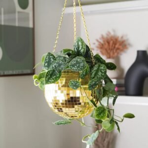 Disco Ball Hanging Planter Gold (8in)